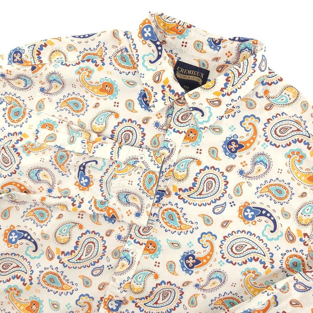 Cremieux Shirt Mens Big 2X Multicolor Paisley Long Sleeve Button Up Stretch